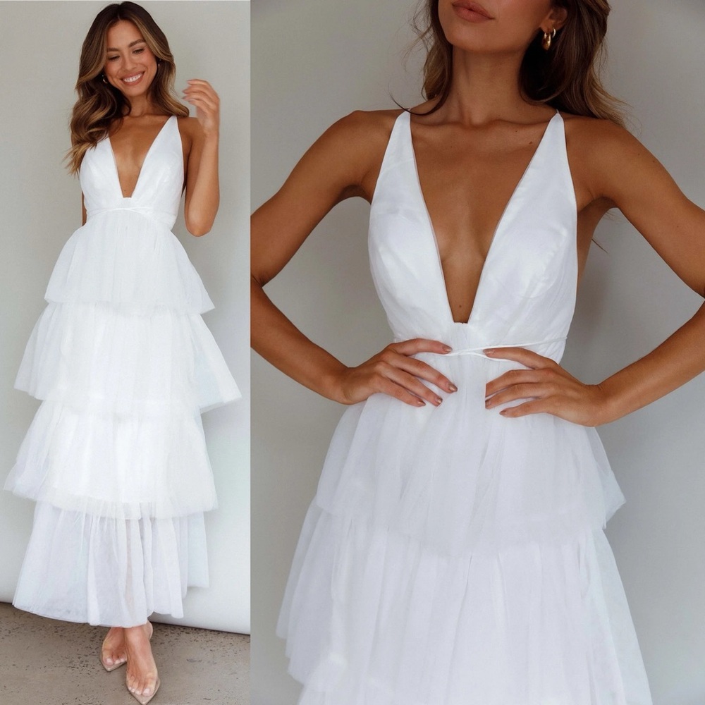 *24 HOUR SALE* A Bridal Moment White Tulle Maxi Dress - Picture 5 of 9